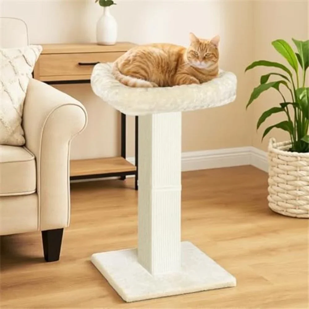 Cat Scratching Post 32 Inch Cat Tree with Elevated Bed Sisal Carpet Indoor